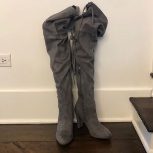 Gray Suede OTK boots